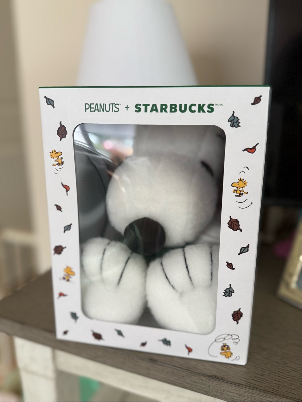 Starbucks White Snoopy Plush in Peanuts x Starbucks Gift Box